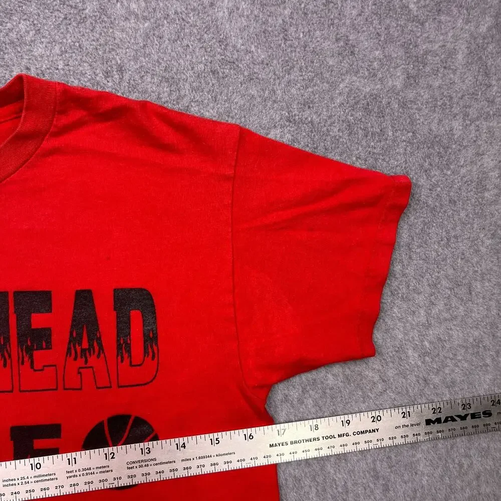 hanes beefy binnsmead fire t-shirt red cotton short sleeve boys large